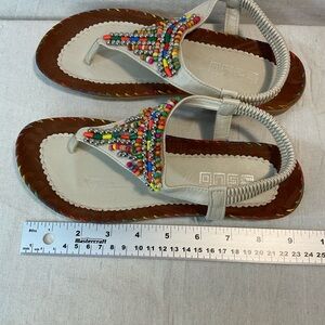 Beaded boho women’s sandals,
Really fun multi colour, 7.5 A++